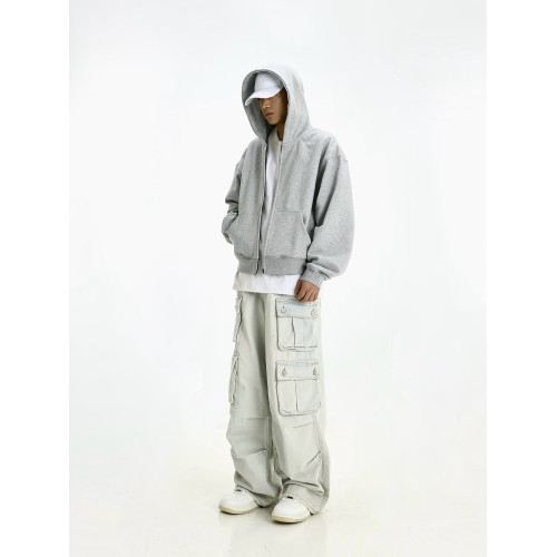 春秋cleanfit灰色連帽衛衣男女美式復古休閒boxy短款寬松外套帽衫 春秋cleanfit灰色連帽衛衣男女美式復古休閒boxy短款寬松外套帽衫