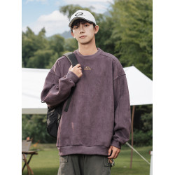 美式350g重磅麂皮絨衛衣冬季復古情侶加絨保暖休閒寬松長袖上衣男