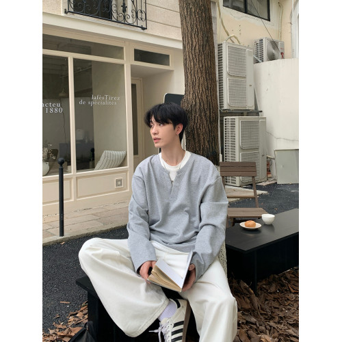 ONELYC1NS 假兩件純色長袖衛衣男早秋寬松百搭潮流情侶上衣套頭 ONELYC1NS 假兩件純色長袖衛衣男早秋寬松百搭潮流情侶上衣套頭