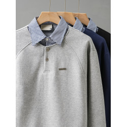 日系重磅襯衫假兩件衛衣男美式小衆設計感拼接寬松翻領外套長袖