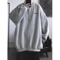 特大碼300斤純棉重磅硬挺衛衣男裝無帽秋冬潮牌美式復古圓領外套2