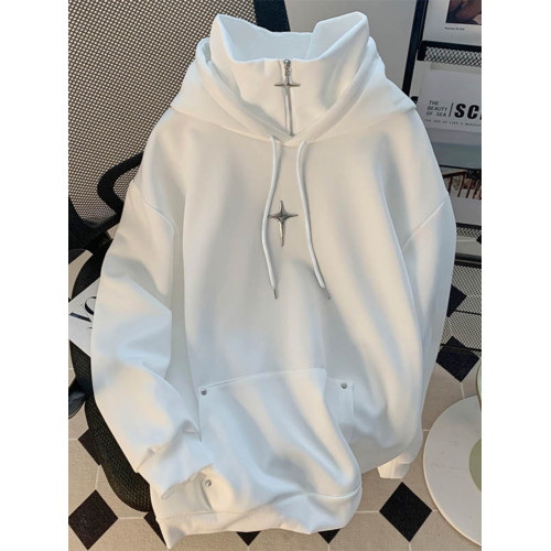 春秋套頭高領衛衣男休閒潮牌運動日系復古痞帥青少年潮流連帽外套