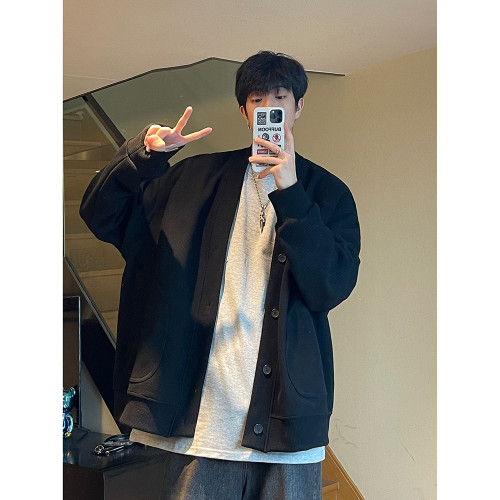 開衫外套男春秋寬松長袖衛衣美式潮牌百搭帥氣情侶裝穿搭慵懶外衣 開衫外套男春秋寬松長袖衛衣美式潮牌百搭帥氣情侶裝穿搭慵懶外衣