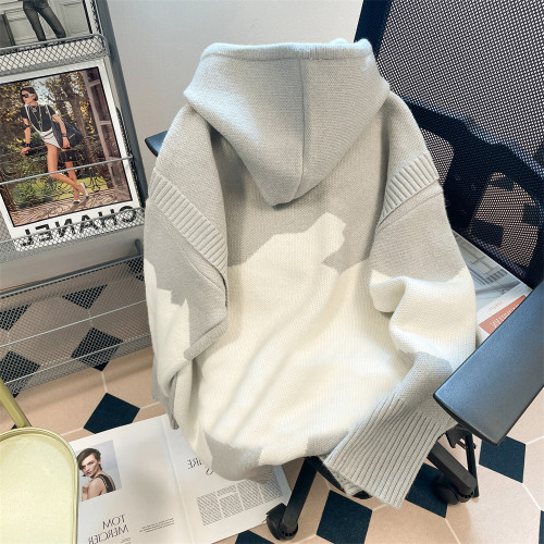 美式chic慵懶風撞色假兩件針織衛衣男女春秋季國潮設計感連帽外套 美式chic慵懶風撞色假兩件針織衛衣男女春秋季國潮設計感連帽外套