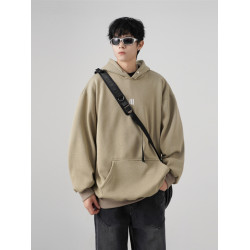 QOTRIOCK美式連帽衛衣男秋季潮牌高級感寬松加絨刺綉情侶帽衫外套