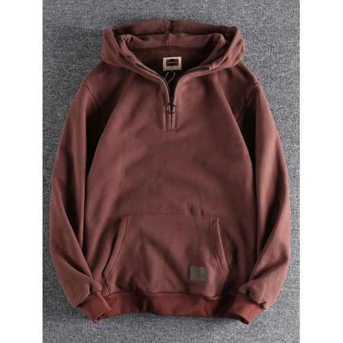 美式復古半開領連帽男士衛衣春秋季做舊潮流加絨加厚青年上衣外套 美式復古半開領連帽男士衛衣春秋季做舊潮流加絨加厚青年上衣外套