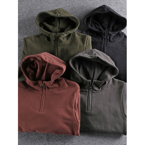 美式復古半開領連帽男士衛衣春秋季做舊潮流加絨加厚青年上衣外套 美式復古半開領連帽男士衛衣春秋季做舊潮流加絨加厚青年上衣外套