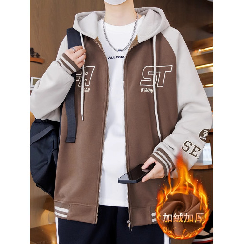 2025新款加絨厚連帽開衫衛衣男生秋冬季夾克潮牌青少年棒球服外套 2025新款加絨厚連帽開衫衛衣男生秋冬季夾克潮牌青少年棒球服外套