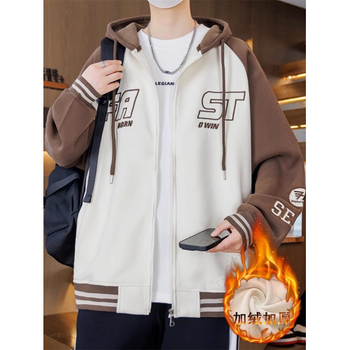 2025新款加絨厚連帽開衫衛衣男生秋冬季夾克潮牌青少年棒球服外套 2025新款加絨厚連帽開衫衛衣男生秋冬季夾克潮牌青少年棒球服外套