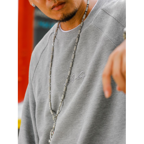 Acusa 基礎華夫格小領口螺紋拼接套頭寬松肥大純色t恤男長袖衛衣 Acusa 基礎華夫格小領口螺紋拼接套頭寬松肥大純色t恤男長袖衛衣