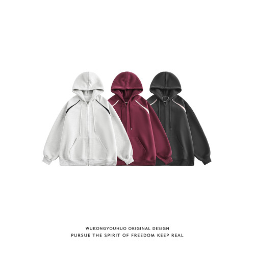 悟空有貨復古潮牌撞色拼接開衫連帽衛衣男女秋季寬松慵懶開衫外套 悟空有貨復古潮牌撞色拼接開衫連帽衛衣男女秋季寬松慵懶開衫外套