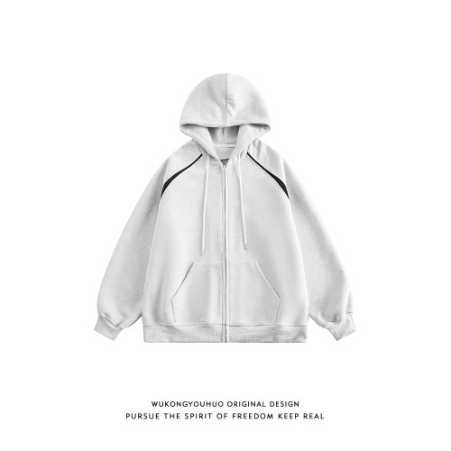 悟空有貨復古潮牌撞色拼接開衫連帽衛衣男女秋季寬松慵懶開衫外套 悟空有貨復古潮牌撞色拼接開衫連帽衛衣男女秋季寬松慵懶開衫外套