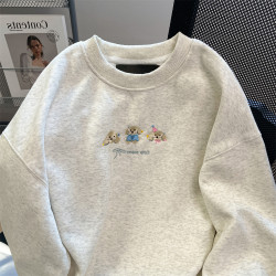 vintage小衆狗狗刺綉無帽衛衣男女秋季寬松復古獨特別致可愛上衣