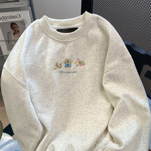 vintage小衆狗狗刺綉無帽衛衣男女秋季寬松復古獨特別致可愛上衣 vintage小衆狗狗刺綉無帽衛衣男女秋季寬松復古獨特別致可愛上衣