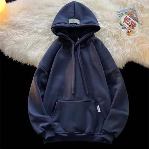 重磅連帽純色衛衣男女同款2025新款冬季加絨加厚潮牌帽衫保暖上衣 重磅連帽純色衛衣男女同款2025新款冬季加絨加厚潮牌帽衫保暖上衣