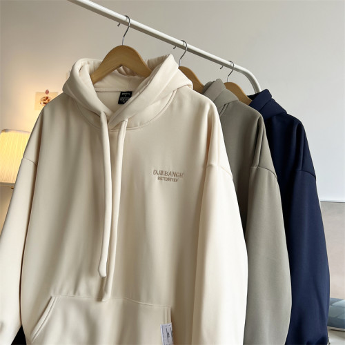 重磅連帽純色衛衣男女同款2025新款冬季加絨加厚潮牌帽衫保暖上衣 重磅連帽純色衛衣男女同款2025新款冬季加絨加厚潮牌帽衫保暖上衣