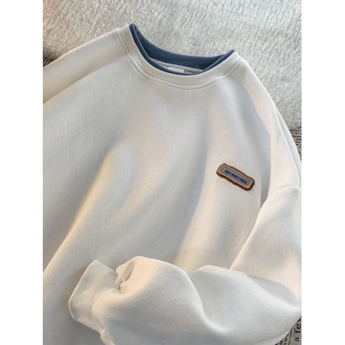 港風圓領衛衣男女春秋薄款顯白情侶上衣假兩件oversize長袖T恤衫 港風圓領衛衣男女春秋薄款顯白情侶上衣假兩件oversize長袖T恤衫