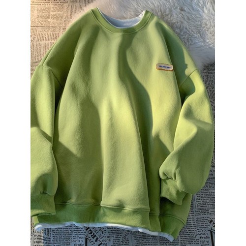 港風圓領衛衣男女春秋薄款顯白情侶上衣假兩件oversize長袖T恤衫 港風圓領衛衣男女春秋薄款顯白情侶上衣假兩件oversize長袖T恤衫