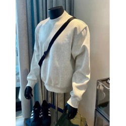 美式重磅小領口衛衣男款無帽秋冬加絨加厚cleanfit內搭長袖打底衫