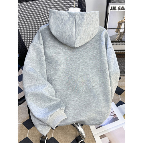 灰色雙拉鍊開衫衛衣男士春秋季高級感cleanfit外套重磅潮牌連帽衫 灰色雙拉鍊開衫衛衣男士春秋季高級感cleanfit外套重磅潮牌連帽衫