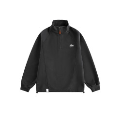 悟空有貨秋季簡約刺綉立領半拉鍊衛衣男潮牌寬松休閒百搭運動上衣