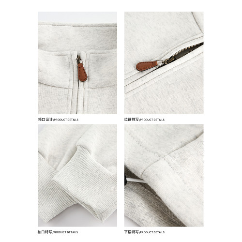 悟空有貨秋季簡約刺綉立領半拉鍊衛衣男潮牌寬松休閒百搭運動上衣