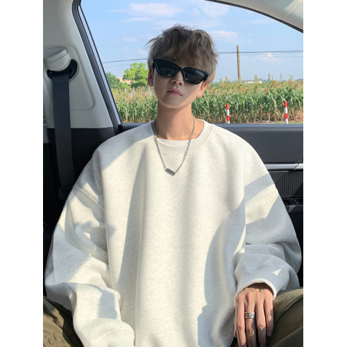 純色圓領衛衣男士春秋款2025新款重磅潮牌美式青少年寬松外套潮牌 純色圓領衛衣男士春秋款2025新款重磅潮牌美式青少年寬松外套潮牌