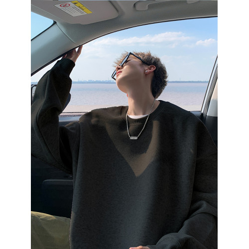 純色圓領衛衣男士春秋款2025新款重磅潮牌美式青少年寬松外套潮牌 純色圓領衛衣男士春秋款2025新款重磅潮牌美式青少年寬松外套潮牌