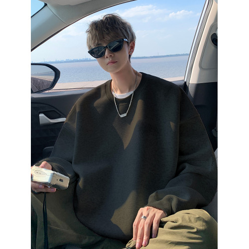 純色圓領衛衣男士春秋款2025新款重磅潮牌美式青少年寬松外套潮牌 純色圓領衛衣男士春秋款2025新款重磅潮牌美式青少年寬松外套潮牌