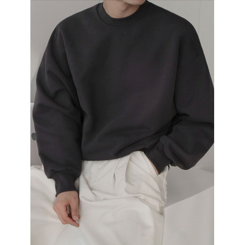 MRCYC圓領長袖衛衣男士秋季韓系ins潮流寬鬆休閒純棉純色套頭上衣