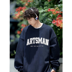 特大碼300斤純棉重磅衛衣男裝春秋季美式青少年圓領無帽外套上衣2