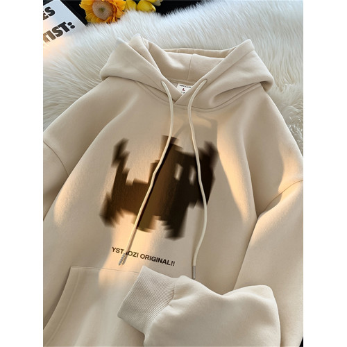 港風日系復古美式重磅潮流100%純棉連帽衛衣男士秋冬加絨寬鬆潮牌