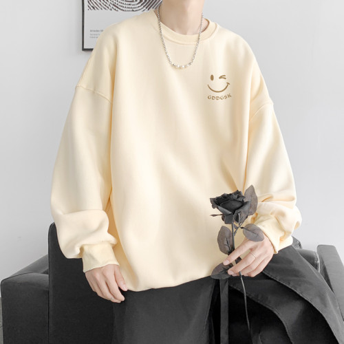 500G重磅衛衣男秋冬笑臉印花打底衫寬松情侶裝落肩款外套大碼潮流 500G重磅衛衣男秋冬笑臉印花打底衫寬松情侶裝落肩款外套大碼潮流