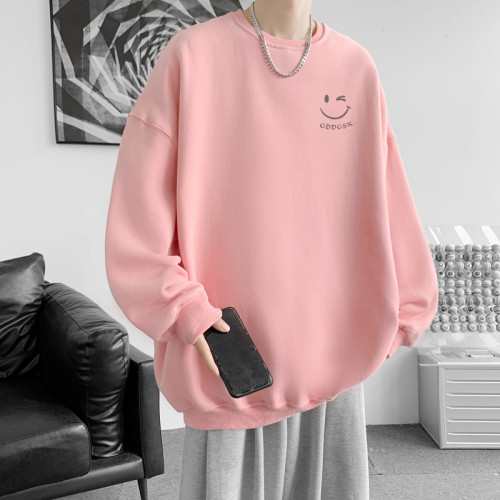 500G重磅衛衣男秋冬笑臉印花打底衫寬松情侶裝落肩款外套大碼潮流 500G重磅衛衣男秋冬笑臉印花打底衫寬松情侶裝落肩款外套大碼潮流