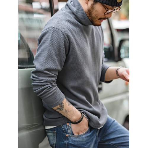 馬登工裝 美式休閒灰色衛衣華夫格高領保暖內搭長袖T恤打底衫男秋 馬登工裝 美式休閒灰色衛衣華夫格高領保暖內搭長袖T恤打底衫男秋