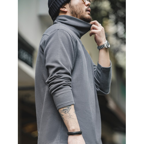 馬登工裝 美式休閒灰色衛衣華夫格高領保暖內搭長袖T恤打底衫男秋 馬登工裝 美式休閒灰色衛衣華夫格高領保暖內搭長袖T恤打底衫男秋