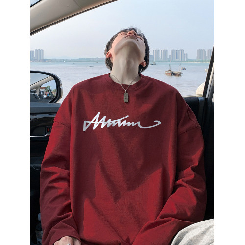 白色小衆設計感長袖t恤男春秋季2024新款重磅純棉初高中學生衛衣 白色小衆設計感長袖t恤男春秋季2024新款重磅純棉初高中學生衛衣