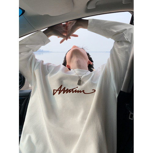 白色小衆設計感長袖t恤男春秋季2024新款重磅純棉初高中學生衛衣 白色小衆設計感長袖t恤男春秋季2024新款重磅純棉初高中學生衛衣