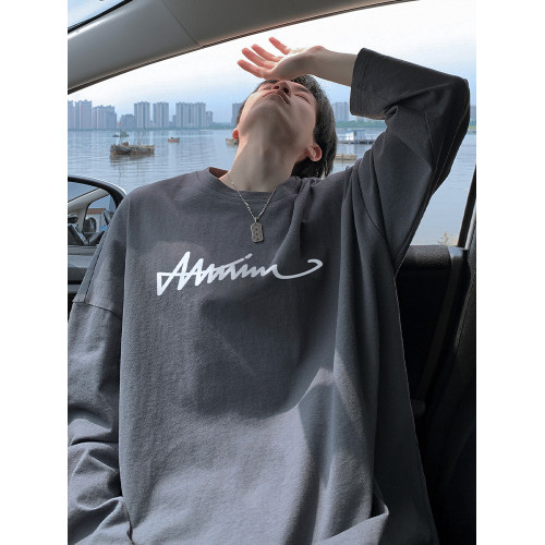 白色小衆設計感長袖t恤男春秋季2024新款重磅純棉初高中學生衛衣 白色小衆設計感長袖t恤男春秋季2024新款重磅純棉初高中學生衛衣