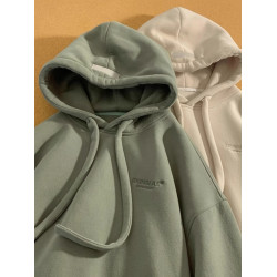 美式復古寬松慵懶風學生春秋款重磅連帽衛衣加絨加厚外套冬季上衣