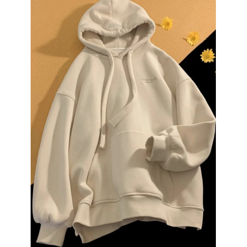 美式復古寬松慵懶風學生春秋款重磅連帽衛衣加絨加厚外套冬季上衣 美式復古寬松慵懶風學生春秋款重磅連帽衛衣加絨加厚外套冬季上衣