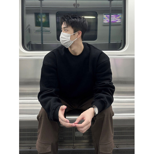 500g重磅黑色加絨衛衣男款秋冬季無帽套頭內搭打底衫美式ootd穿搭 500g重磅黑色加絨衛衣男款秋冬季無帽套頭內搭打底衫美式ootd穿搭