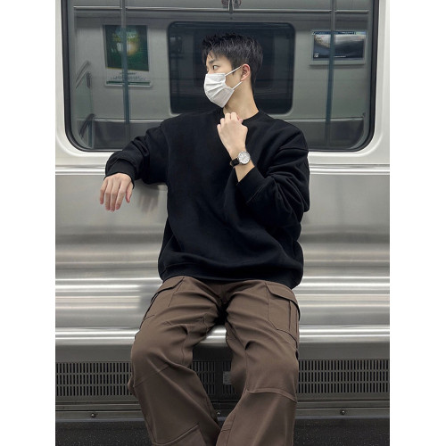 500g重磅黑色加絨衛衣男款秋冬季無帽套頭內搭打底衫美式ootd穿搭 500g重磅黑色加絨衛衣男款秋冬季無帽套頭內搭打底衫美式ootd穿搭