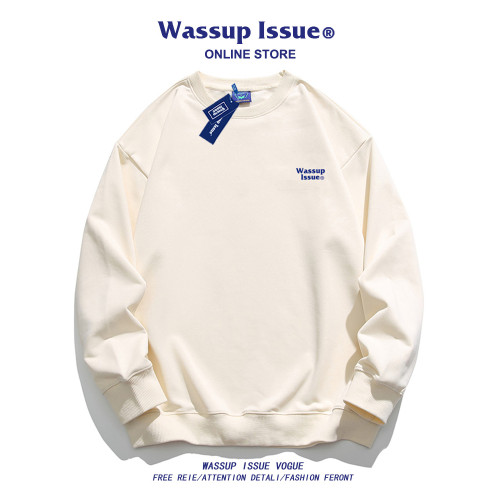 WASSUP ISSUE美式圓領衛衣男春秋季潮情侶打底衫寬松長袖t恤男款 WASSUP ISSUE美式圓領衛衣男春秋季潮情侶打底衫寬松長袖t恤男款