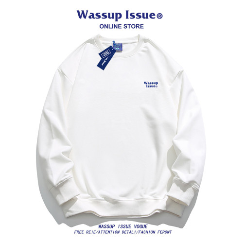 WASSUP ISSUE美式圓領衛衣男春秋季潮情侶打底衫寬松長袖t恤男款 WASSUP ISSUE美式圓領衛衣男春秋季潮情侶打底衫寬松長袖t恤男款