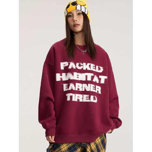 TIRED美式字母印花圓領衛衣春秋情侶重磅寬松長袖套頭休閒上衣潮 TIRED美式字母印花圓領衛衣春秋情侶重磅寬松長袖套頭休閒上衣潮