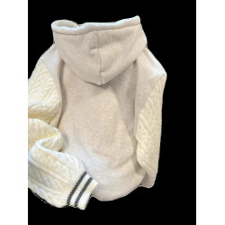 特大碼300斤針織拼接連帽衫衛衣男女裝冬季潮流寬松加絨加厚外套2