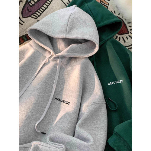 重磅美式100%純棉2024潮牌寬松秋冬季連帽衛衣男士百搭款加絨外套