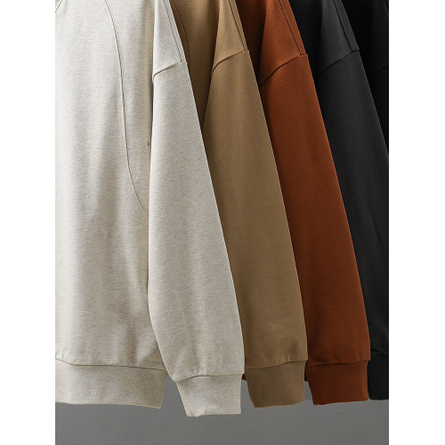 DUKEEN500G重磅純棉衛衣男生秋冬款厚實復古圓領倒三角純色打底衫 DUKEEN500G重磅純棉衛衣男生秋冬款厚實復古圓領倒三角純色打底衫