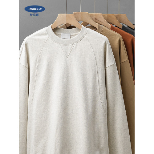 DUKEEN500G重磅純棉衛衣男生秋冬款厚實復古圓領倒三角純色打底衫 DUKEEN500G重磅純棉衛衣男生秋冬款厚實復古圓領倒三角純色打底衫